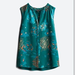 Orlee Mixed Material Split Neck Top